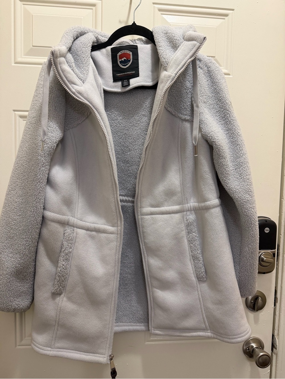 1 Madison Expedition Light Gray Hooded Teddy Fleece Jacket